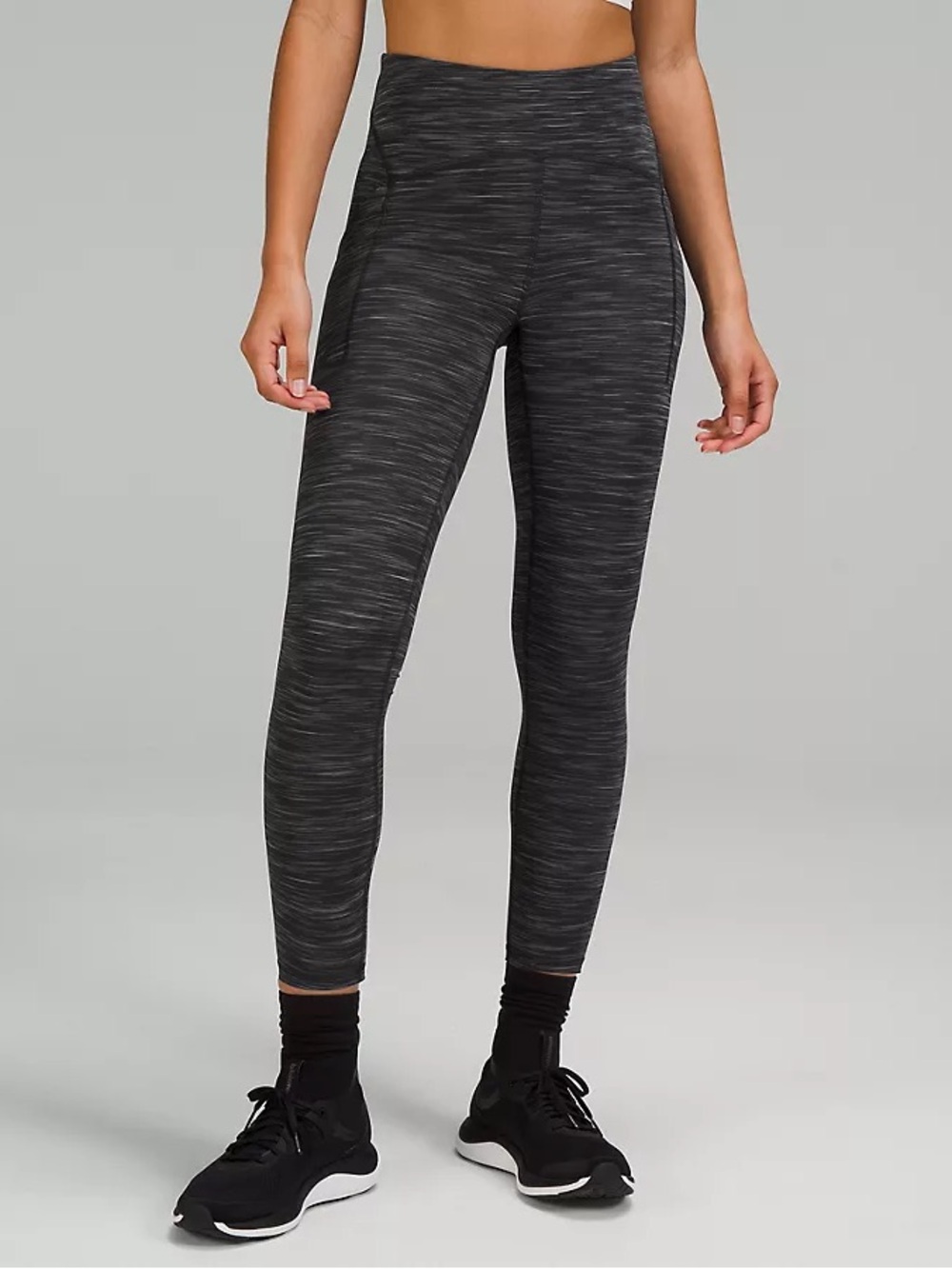 lululemon athletica Black Space-Dye Power Thru High Rise Tight 25” Leggings, 10